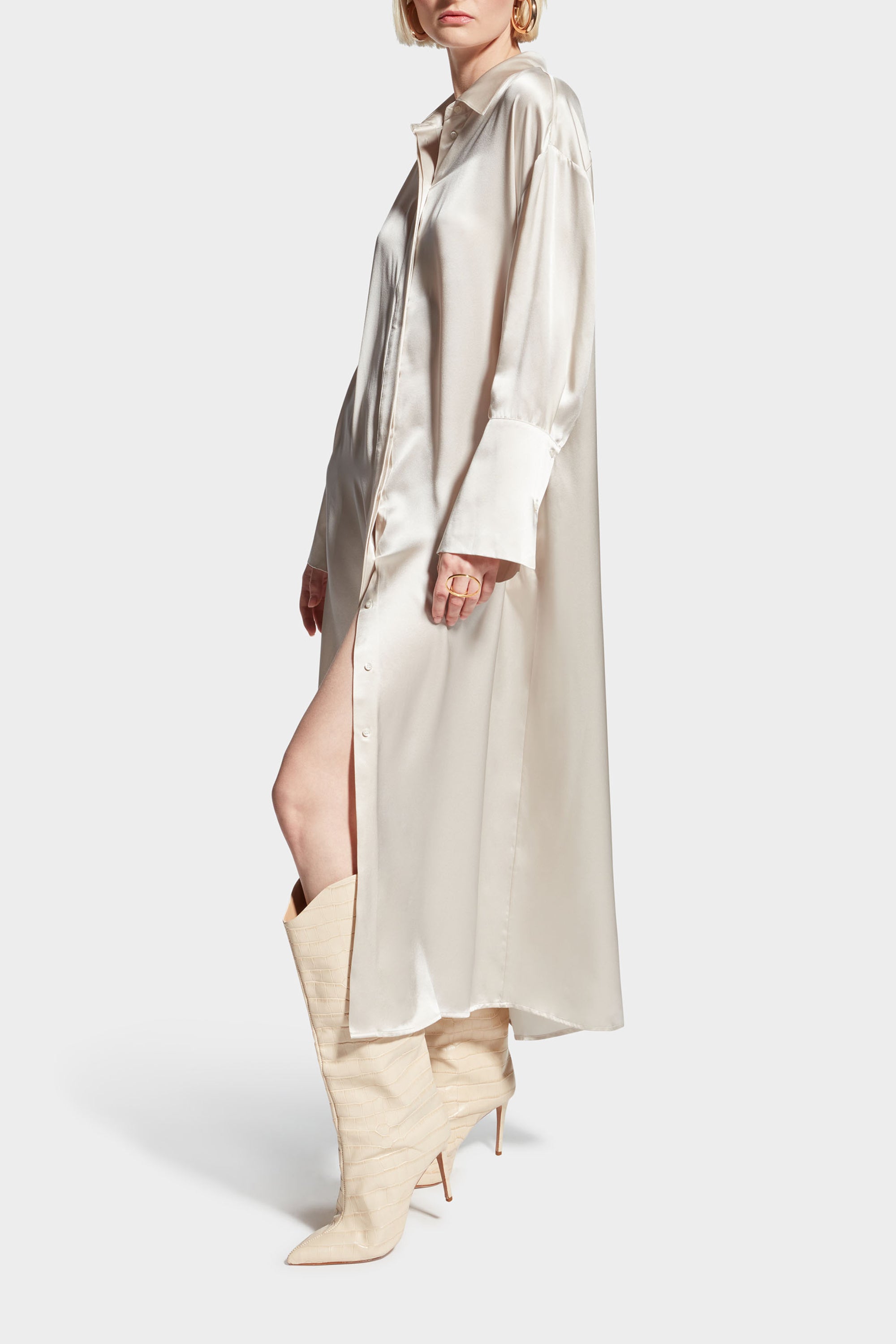 Vince silk outlet shirt dress